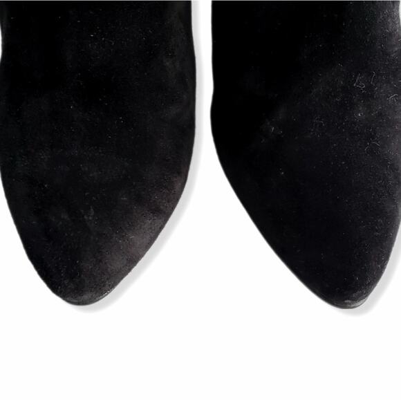 VTG 80s Polly Bergen Black Glitter Suede Boot 8 Heels Italy Glam Slouch Cocktail - Picture 3 of 12